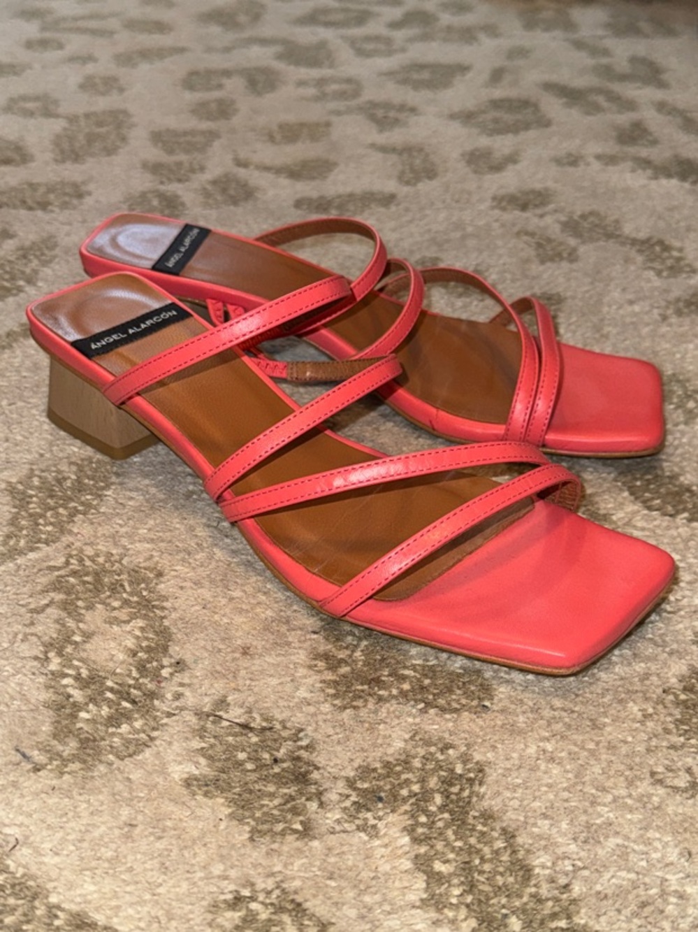 Angel Alarcon Coral Strappy Low Block Heel Sandals